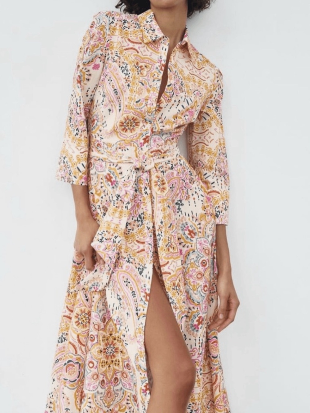 Printed Shirt Dress in Pink & Cream size XL NWOT